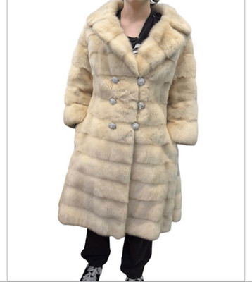 N.L. Kaplan Vintage 60 s Genuine Mink Fur Coat Women s Size Small 3/4 Sleeve