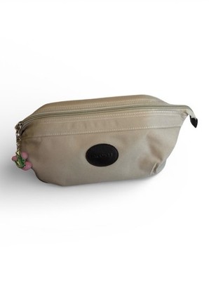 Lacoste Men s Toiletry Cosmetics Bag Full Zip Tan Beige inner zipper pocket NEW