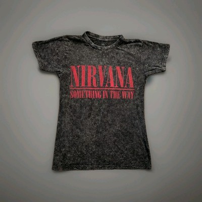 Nirvana Something In The Way Acid Wash Graphic T-Shirt Black Size S