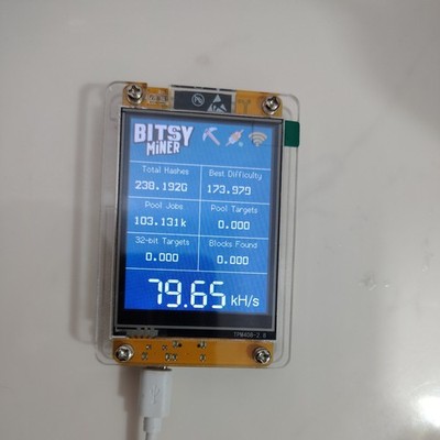 BitsyMiner - Bitcoin Solo Miner - 80kH/s - Lottery Miner - Fast ESP32 