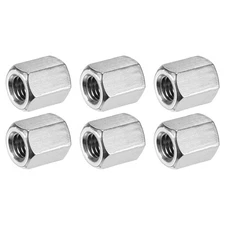 6-Pack M8 x 1.25 Hex Coupling Nuts, 15mm 304 Stainless Steel Threaded Connector