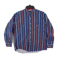 Wrangler X-Long Tails Shirt Mens 17-35 Cowboy Cut Vtg 90s Vertical Stripes