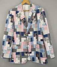 Hickey Freeman Plaid Patchwork Blazer Jacket Men’s 42Reg 2 Button Made In USA