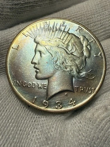 * 1934-S * SUPERB GEM LUSTROUS AU+PEACE SILVER DOLLAR * FROM ORIGINAL COLLECTION