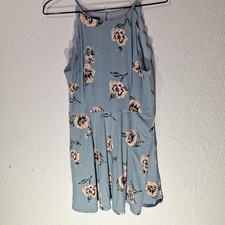 By & By Floral Sleeveless Dress Juniors Size XL Blue Scalloped Pockets