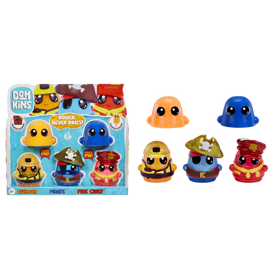 MGA Entertainment DohKins Hero Pack Characters (Builder, Pirate, Fire Chief) - L