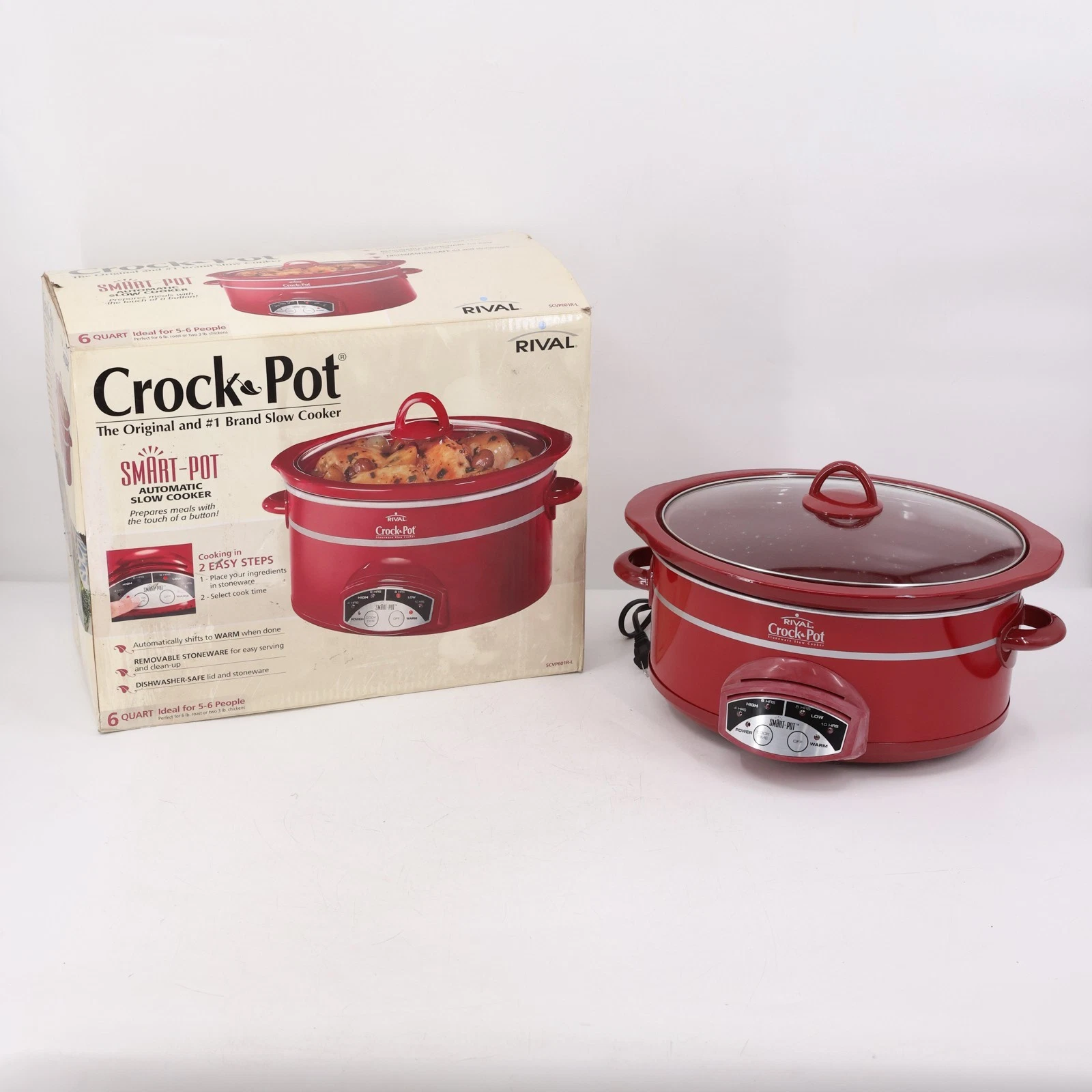 Vintage Rival Smart-Pot Gourmet Slow Cooker 6-Qt Red Stoneware
Opens in a new window or tab