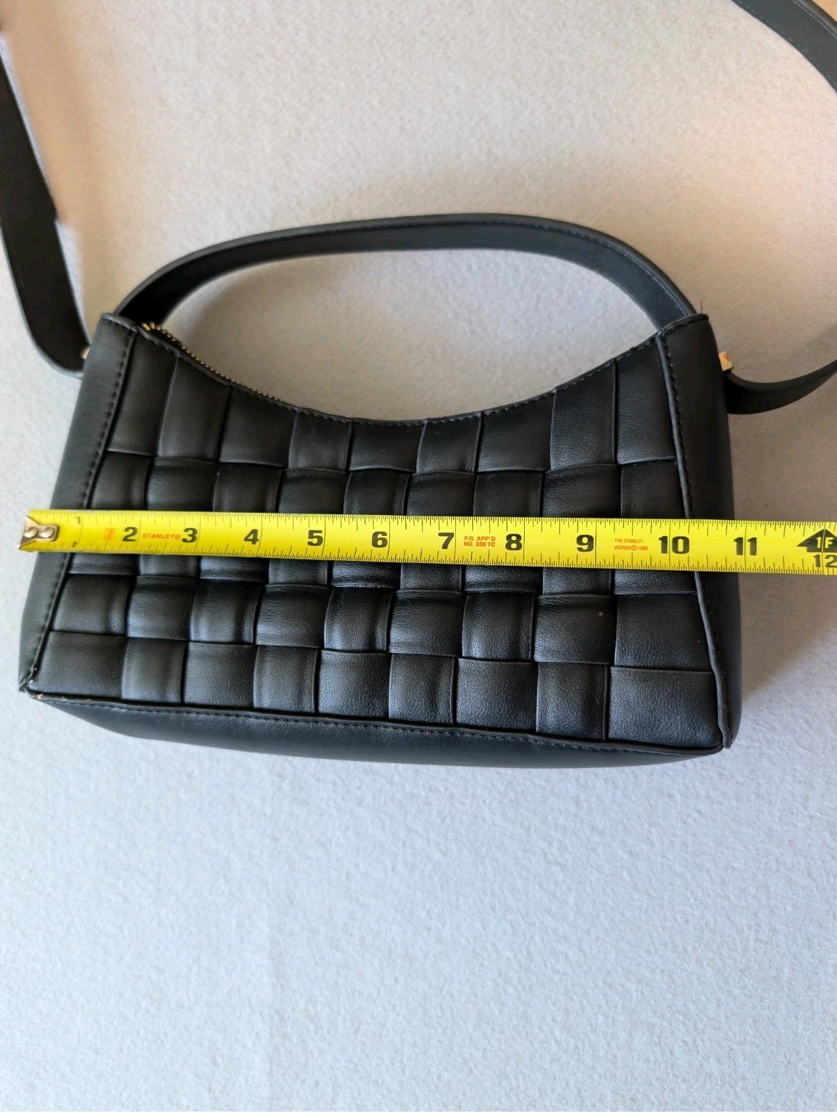Black Quilted Faux Leather Convertible Shoulder Bag Purse Zipper Top Luxury Vibe image 6