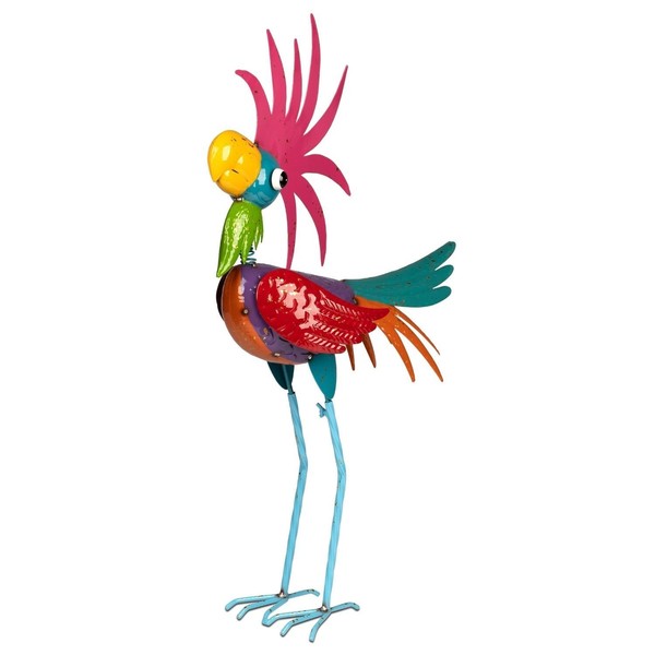Dekofigur Lustiger Vogel Stehend H. 73Cm Blau Bunt Aus Metall Formano S26-image