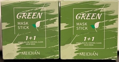 2- Meidian Green Mask Stick 1+1 Green Tea Oil Control Solid Mask Free Shipping