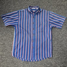 Vintage 90s Manhattan Multicolored Striped Casual Button Up Shirt Mens Sz M