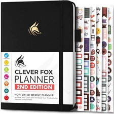 Clever Fox Planner 2nd Edition A5 Undated Weekly Planner (Black)