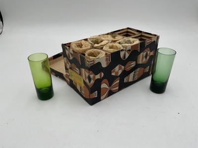 8 MCM Green Shot Glasses 1970's Portugal In Cool box