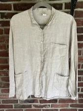 VTG Match Point 100% Linen Jacket Lagenlook Minimalist Boxy L Casual USA
