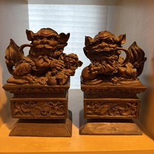 Pair Bombay Company Asian Foo Dogs Bookends Statue Sculpture