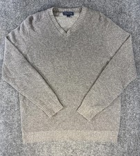 Glen Lyon   100 Cashmere V Neck Sweater Men  s XL Extra Large Gray