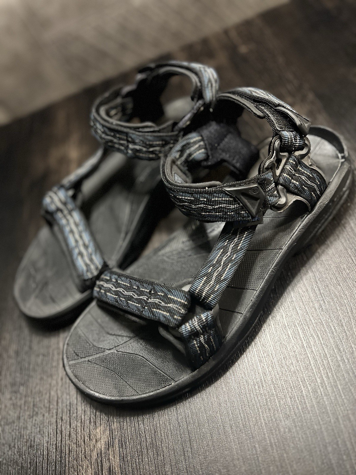 Teva Men's Terra Fi Lite Black & Blue Hiking Sandals Outdoors Size 11.5 NICE