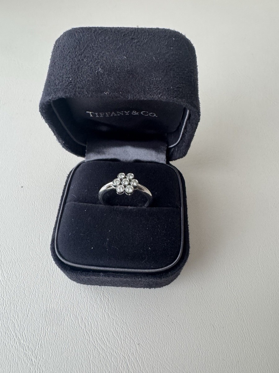Diamond Flower Band Ring Tiffany Flower Ring Silver Pave Diamond