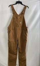 Carhartt Loose Fit Double Front Duck Work Overalls Brown Women's Sz L 12-14