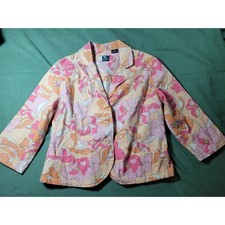 French Cuff Cotton Floral Blazer Jacket Pink ...