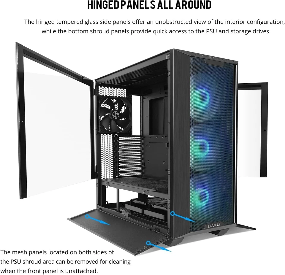 LIAN LI LANCOOL III E-ATX RGB PC Case, High Airflow Mesh, 4×140mm Fans, Glass Si - Image 3 of 4
