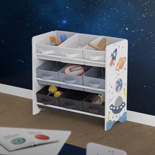 Étagère blanc au 3 compartiments chambre d'enfant rangement jouets 9 boîtes Joyz