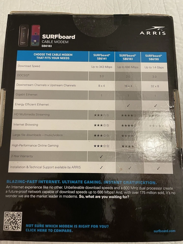 ARRIS SB6183 Surfboard 16x4 DOCSIS 3.0 Cable Modem 13771-3 New SEALED Box - Image 2 of 4