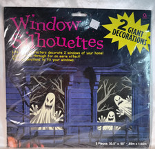 Amscan Window Silhouettes Halloween Ghost 33.5x65in Window Decals 2Pc Set