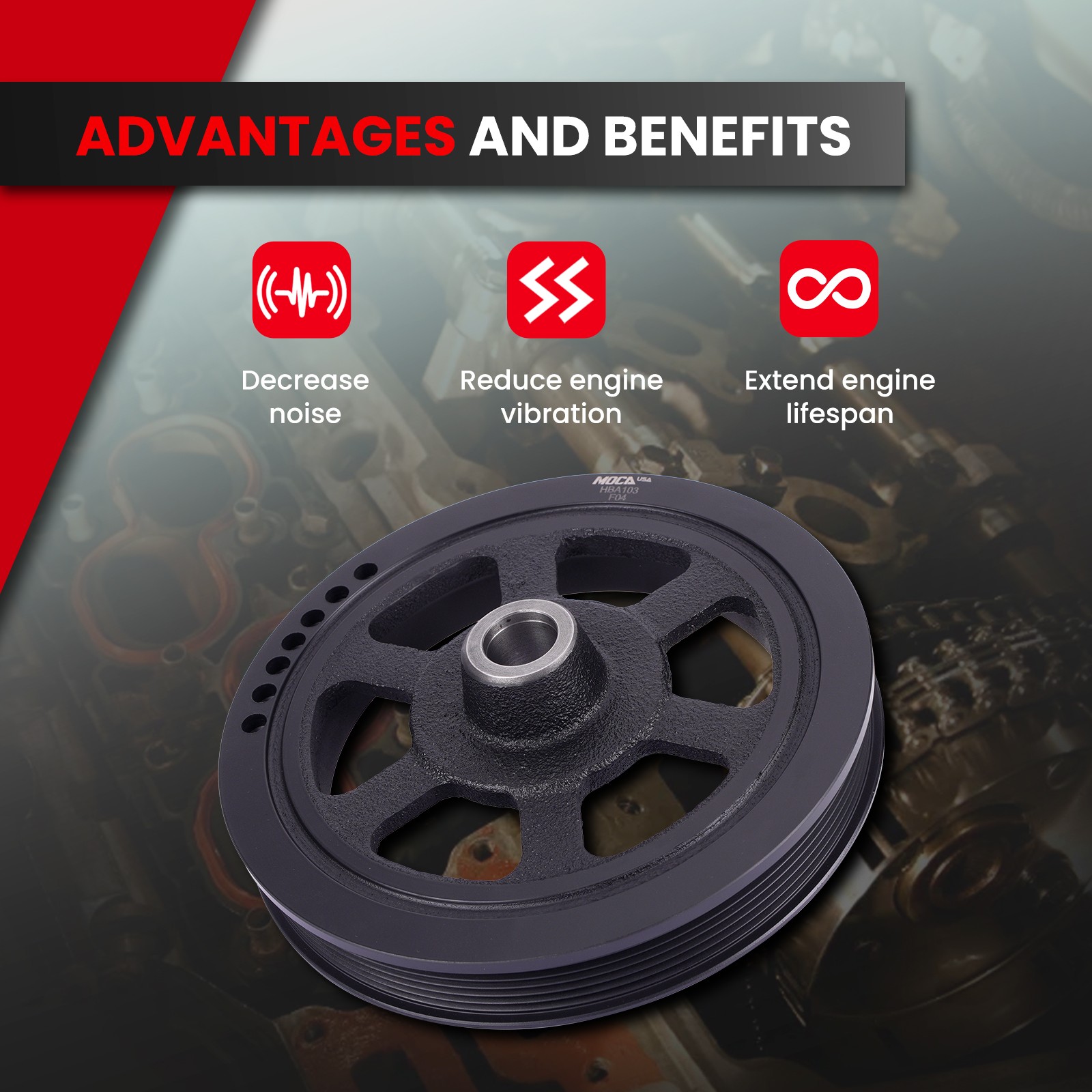 For Caravan Town Country Voyager Harmonic Balancer Serpentine Belt Component Kit thumbnail 5