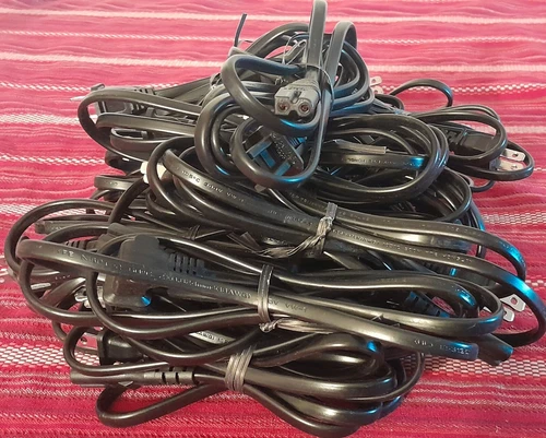 20 lot Tv Power cords Polarized Computer 2 prong approximately 5 ft. SHIP FAST