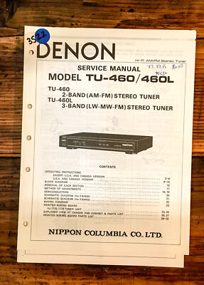 Denon TU-460 TU-460L Tuner  Service Manual *Original*