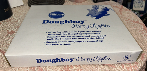 NIB 1999 Pillsbury Doughboy Poppin' Fresh String of 12 Party Christmas Lights FS