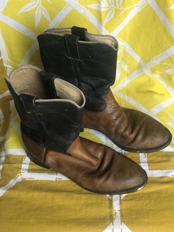 Vintage Justin Boots Men's Western Cowboy Boots SZ 8D Two Tone