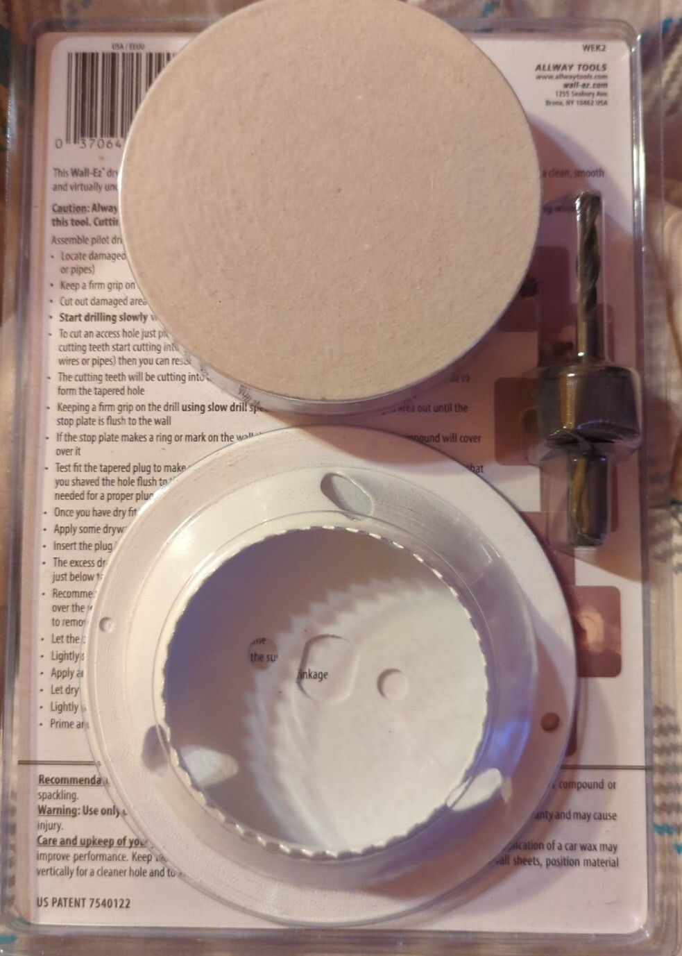 ALLWAY WEK2 WallEZ Drywall Repair Kit with Tapered Hole Saw and 2