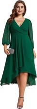 Ever Pretty Knee Length Cocktail Dress Long Sleeved UK 30 Dark Green RRP £64.99