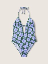 Pink By Victoria's Secret Pink Triangle Wrap One-Piece Swimsuit L,XL Forest Pine