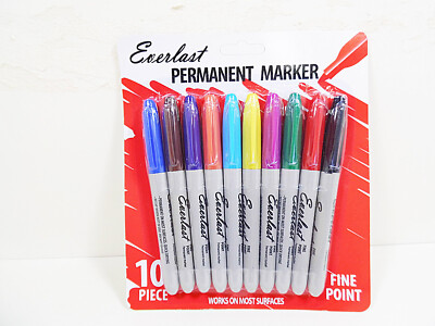 Everlast Permanent Color Markers 10 Pk Fine Point Marker Arts & Crafts Pen 1 Pk