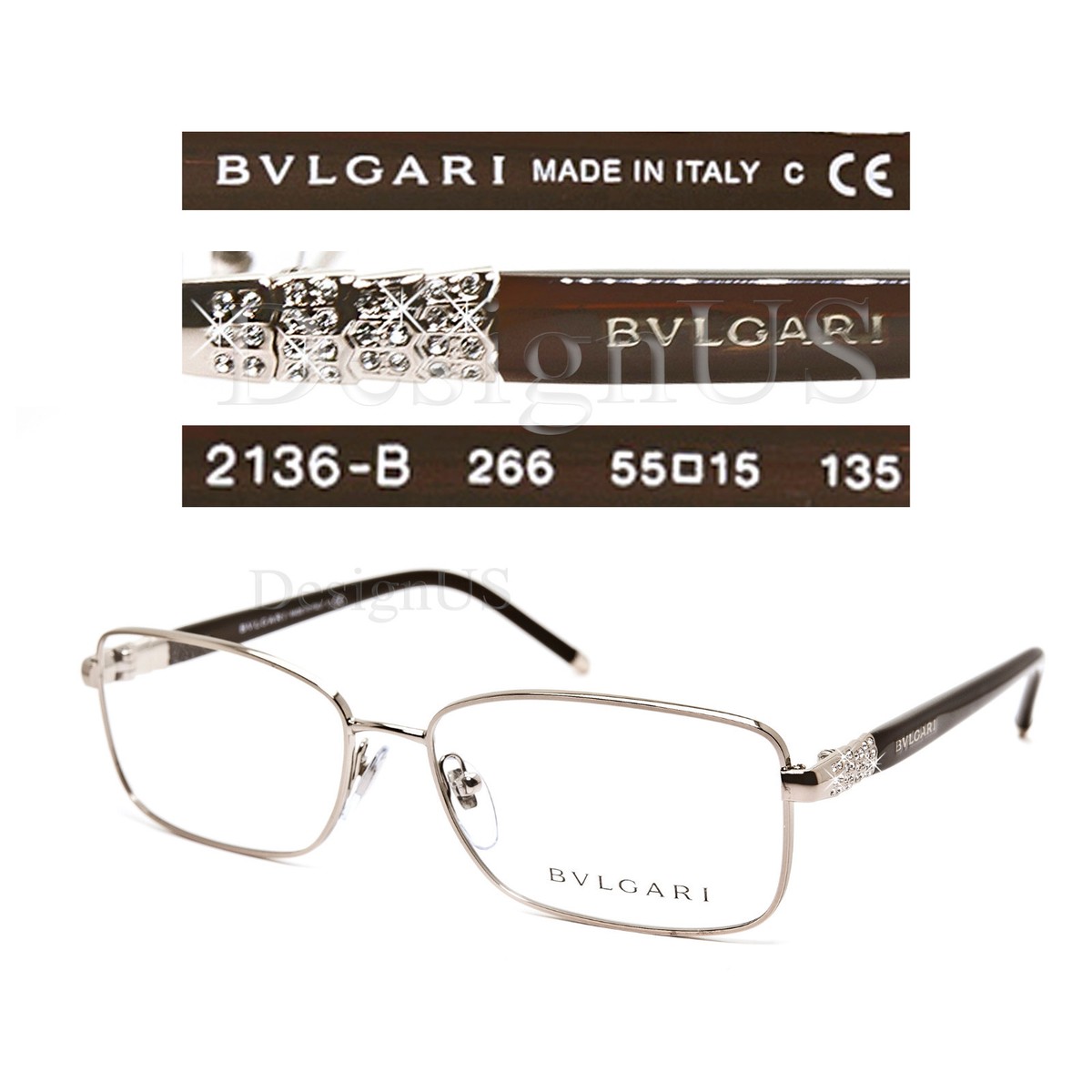 BVLGARI 2136-B 266 Eyeglasses 55/15/135 - Made in Italy - New