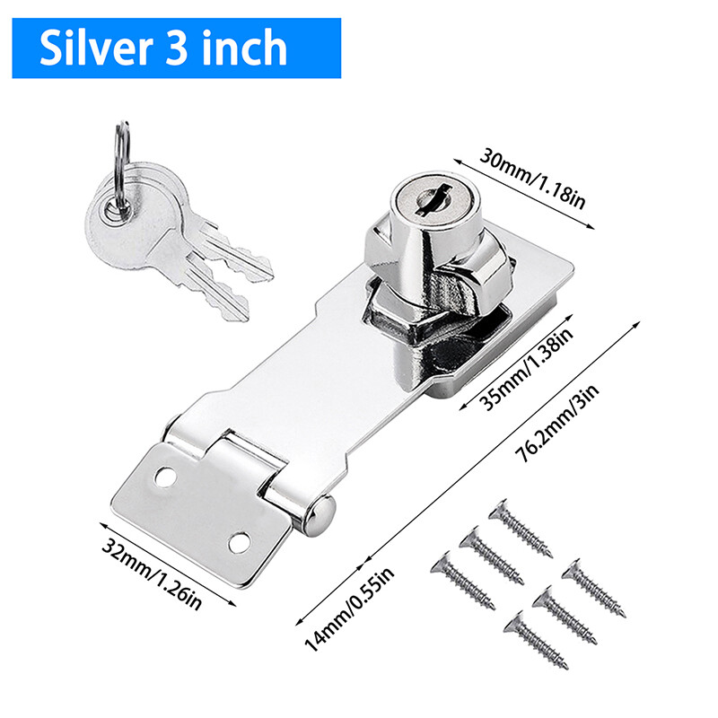 2.5/3/4Inch Plated Safety Hasp and Staple with Keys for Gate Door Lock eBay