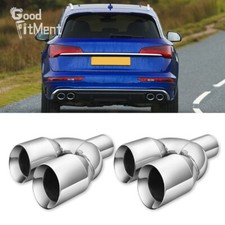 For Audi Q5 SQ5 2Pcs Dual Exhaust Pipe Tip 2.5" In 3.5'' Out 9.5'' Double Wall
