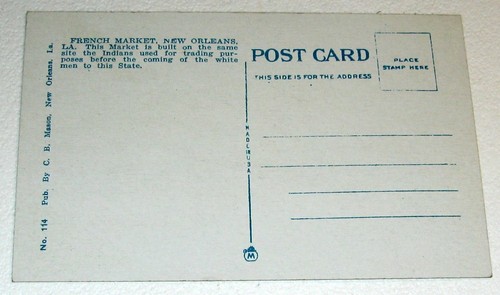 NEW ORLEANS ca 1930s FRENCH MARKET & VINTAGE AUTOMOBILES POSTCARD * UNUSED - Picture 2 of 2