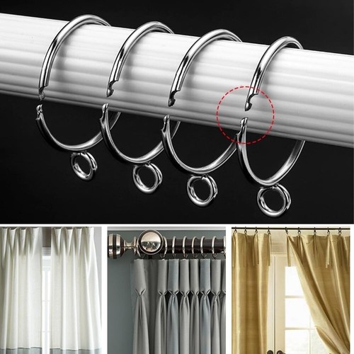 30 Stk Silber Gardinenringe Vorhangringe Gardinenstangenringe und Haken 48,5 mm - Bild 5 von 7