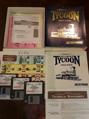 Sid Meier's Micro Prose Railroad Tycoon Deluxe Edition VTG 3.5'' IBM PC Complete!