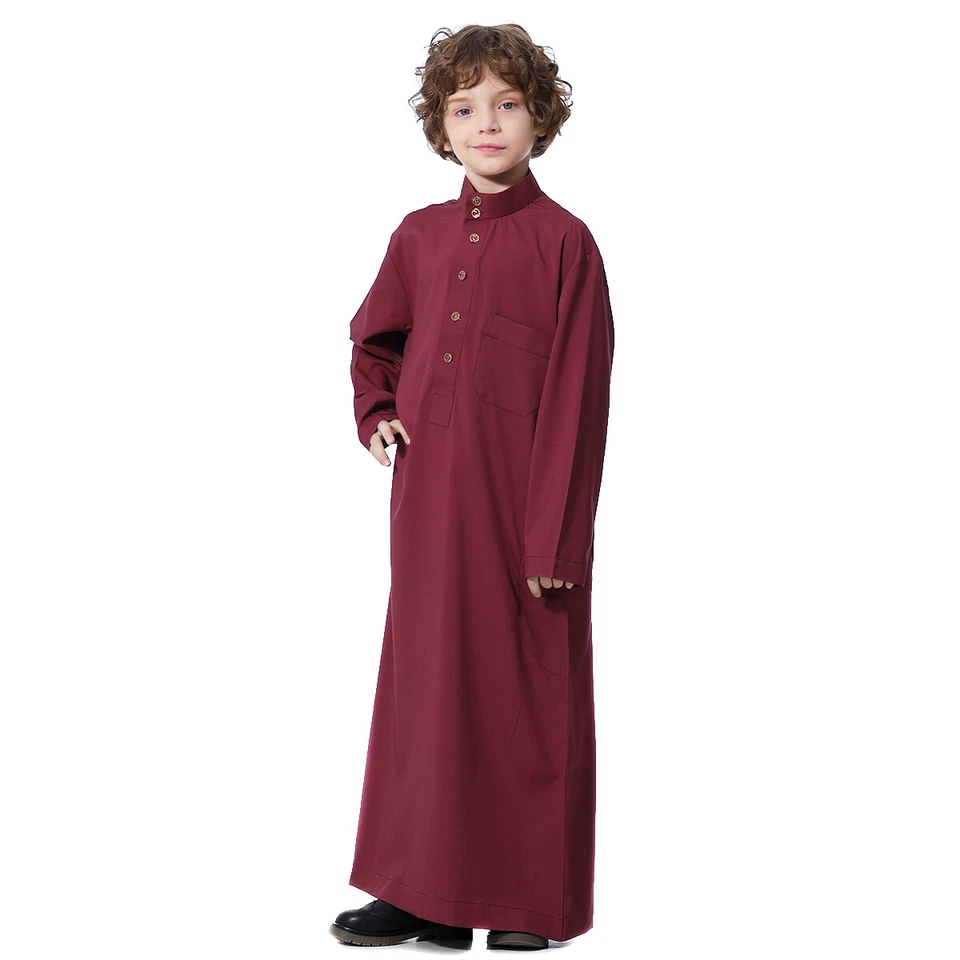 Niños Niños Abaya Saudi Thobe Batas Islam Musulmán Jubba Vestido Árabe Largo Kaftan Foto 3 de 4