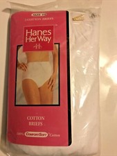 VTG NEW Hanes Her Way White 100 Cotton Briefs 3-Pk 1992 Comfort Soft Sz 10 USA