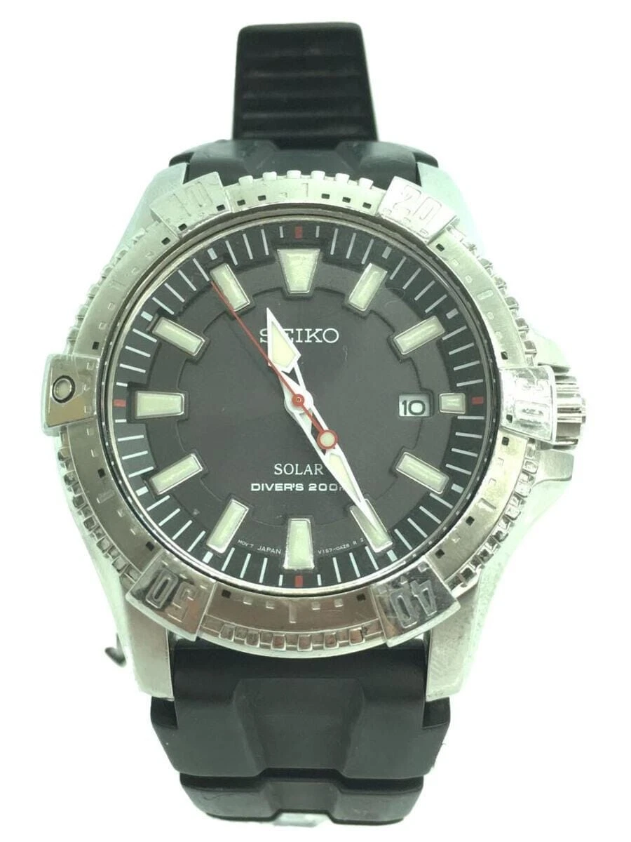 Seiko Solar Diver&#039;s 200m Black Dial Men&#039;s Watch Preowned | eBay