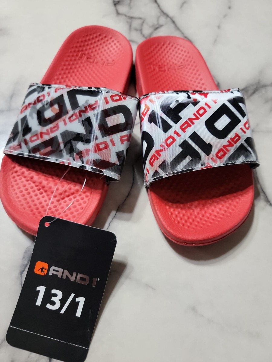 Kids AND1 Crossover Lenticular Sport Slide Sandals Red