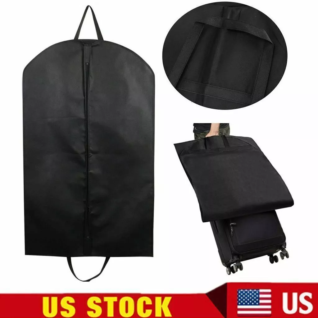 Suit Travel Bag Garment Bag Long Dress For Hanging Clothes Carrier Cover  Black