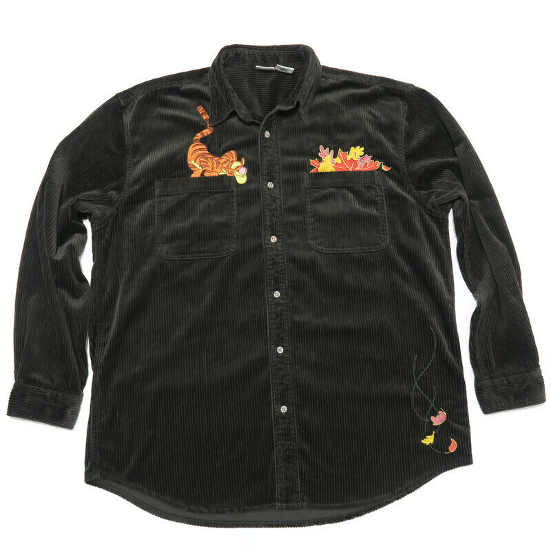 Vintage Disney Mens L Tigger Embroidered Corduroy Heavy Button Front Shirt  Green | eBay 90s Disney Corduroy Shirt (Black)