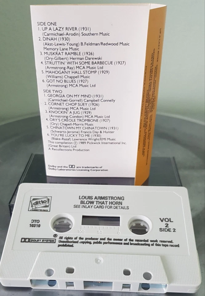 Louis Armstrong - Blow That Horn Vol 2 - 1989 cassette tape and cover excellent - Image 2 of 2